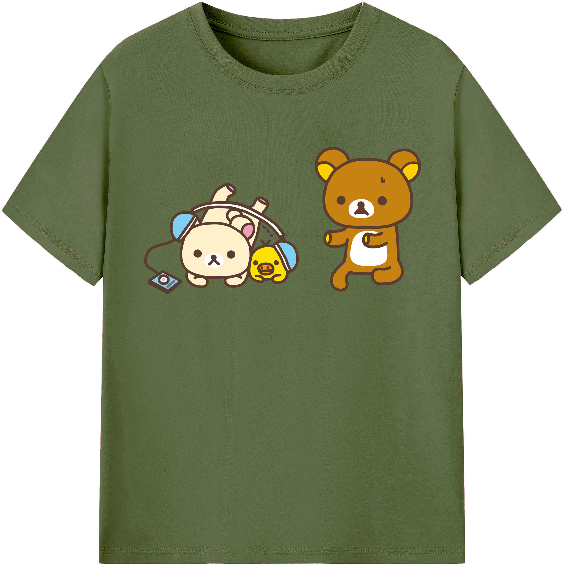（画像用） リラックマ リラックマ キイロイトリ Rilakkuma Korilakkuma Kiiroitori 綿100％半袖Tシャツ（フロントプリント）